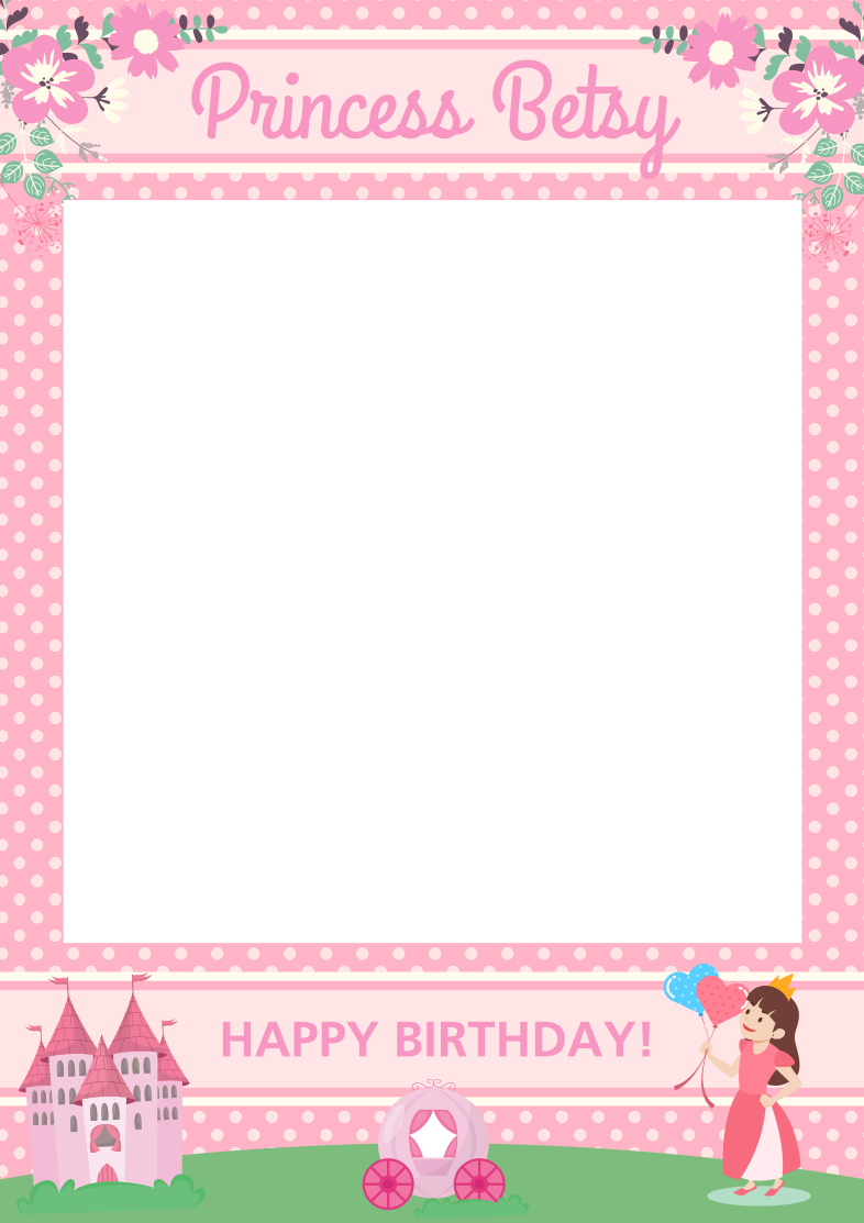 A1 A2 Personalised Selfie Frame with Princess Design