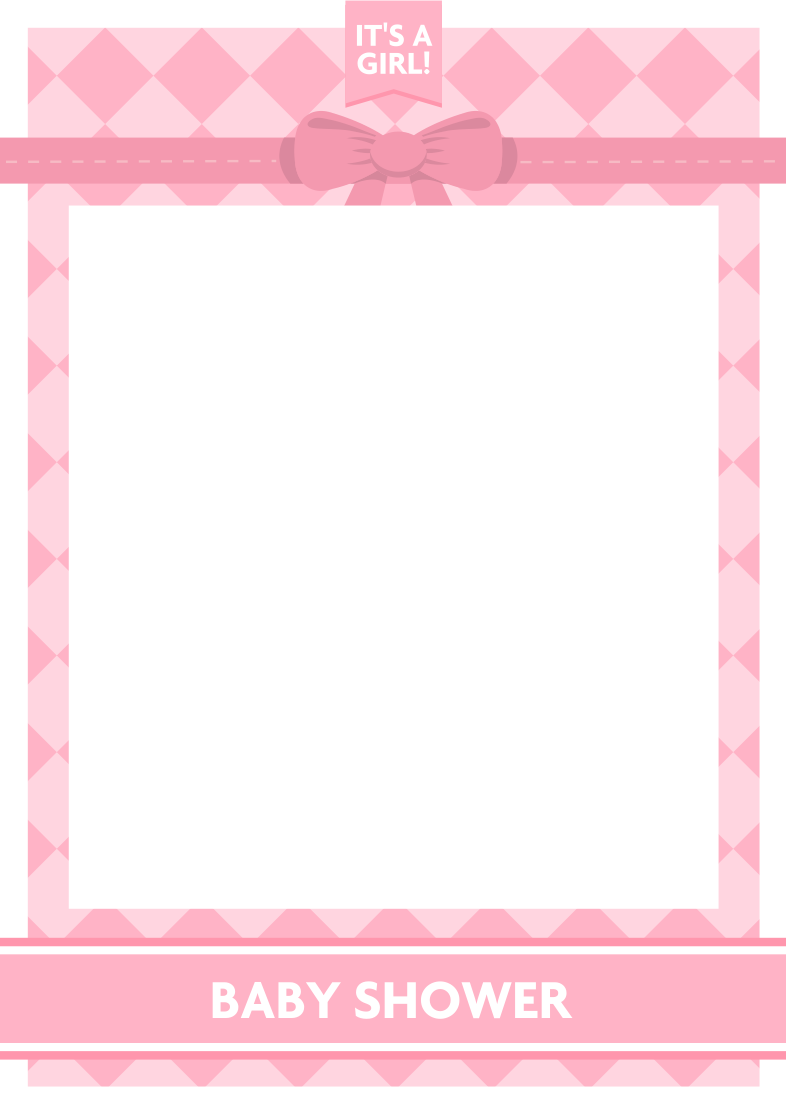 A1 A2 Personalised Selfie Frame with Baby Shower Girl Design